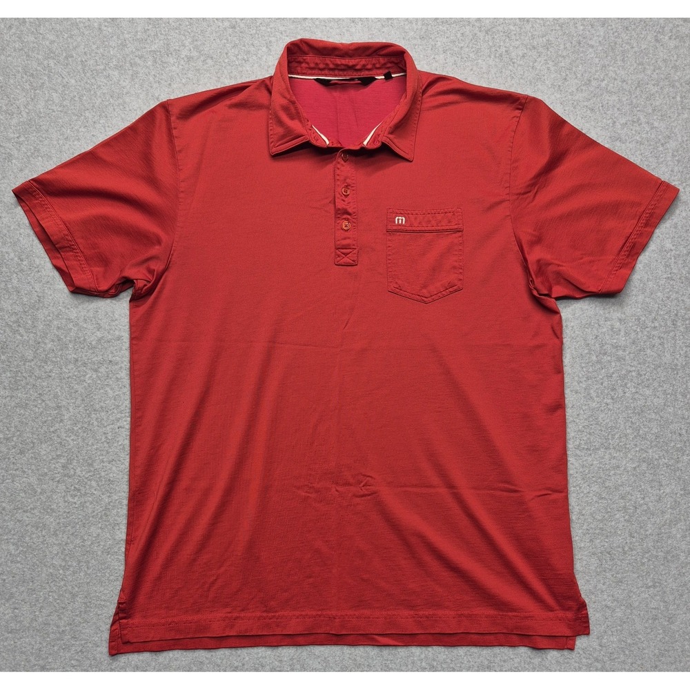 Travis Mathew Golf Polo Shirt Mens XL Red Short Sleeve Pocket Polo Knit Classic